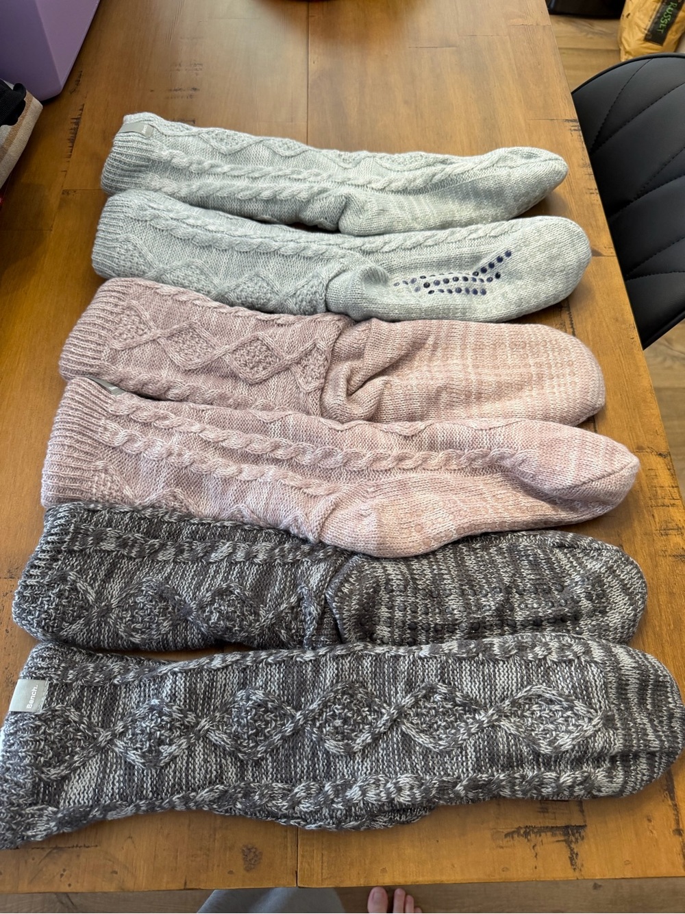 Bench Gray Marled Cable Knit Boot Socks (3 pairs)